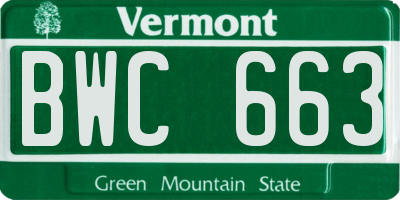VT license plate BWC663