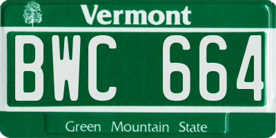 VT license plate BWC664