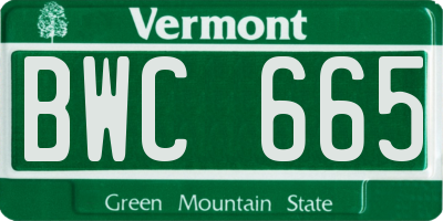 VT license plate BWC665