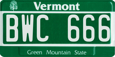 VT license plate BWC666