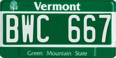 VT license plate BWC667