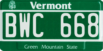 VT license plate BWC668