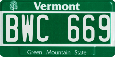 VT license plate BWC669
