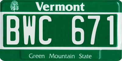 VT license plate BWC671