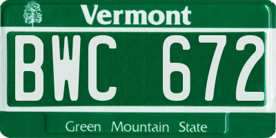 VT license plate BWC672