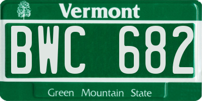 VT license plate BWC682