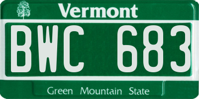 VT license plate BWC683