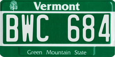VT license plate BWC684