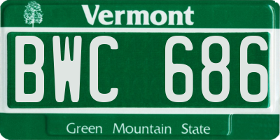 VT license plate BWC686
