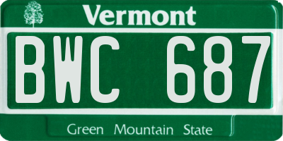 VT license plate BWC687
