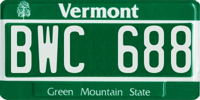VT license plate BWC688