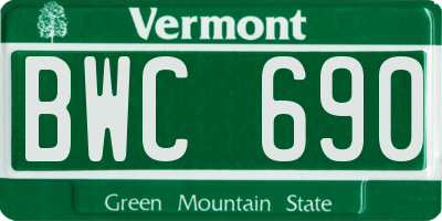 VT license plate BWC690