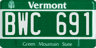 VT license plate BWC691