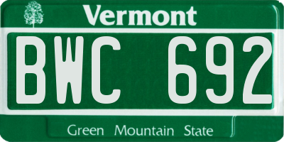 VT license plate BWC692