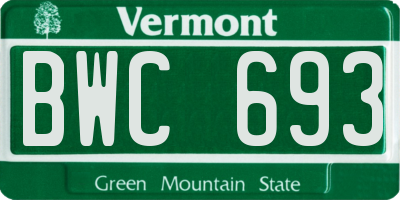 VT license plate BWC693