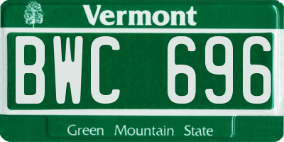 VT license plate BWC696