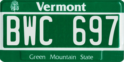 VT license plate BWC697