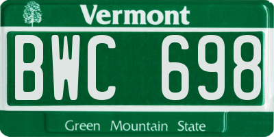 VT license plate BWC698