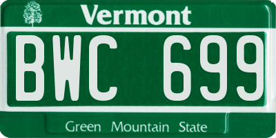 VT license plate BWC699
