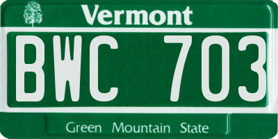 VT license plate BWC703