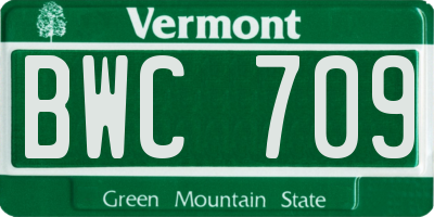 VT license plate BWC709
