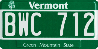 VT license plate BWC712