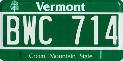 VT license plate BWC714