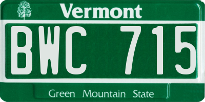 VT license plate BWC715