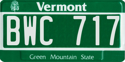 VT license plate BWC717