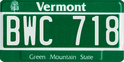 VT license plate BWC718