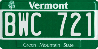 VT license plate BWC721