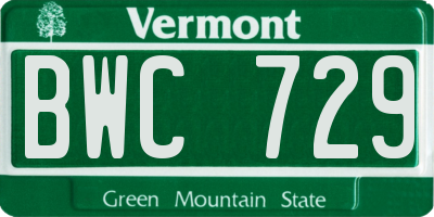 VT license plate BWC729