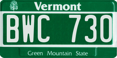 VT license plate BWC730