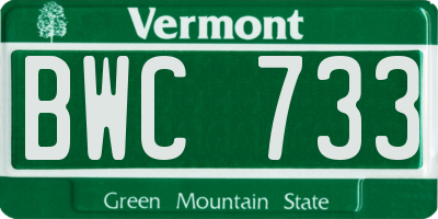 VT license plate BWC733
