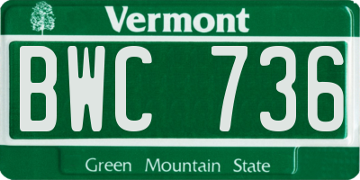 VT license plate BWC736