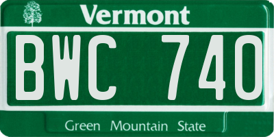 VT license plate BWC740