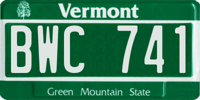 VT license plate BWC741