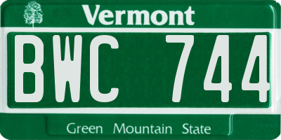 VT license plate BWC744