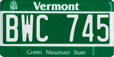 VT license plate BWC745