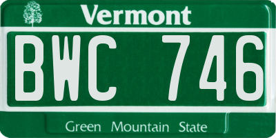 VT license plate BWC746