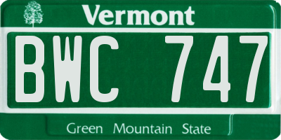 VT license plate BWC747