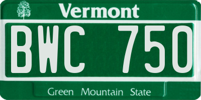 VT license plate BWC750