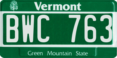 VT license plate BWC763