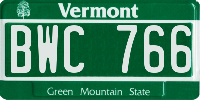 VT license plate BWC766