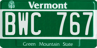 VT license plate BWC767