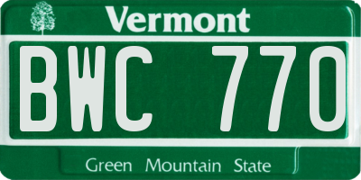 VT license plate BWC770