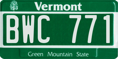 VT license plate BWC771