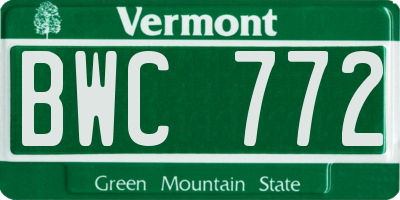 VT license plate BWC772