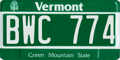 VT license plate BWC774