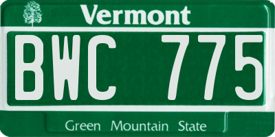 VT license plate BWC775